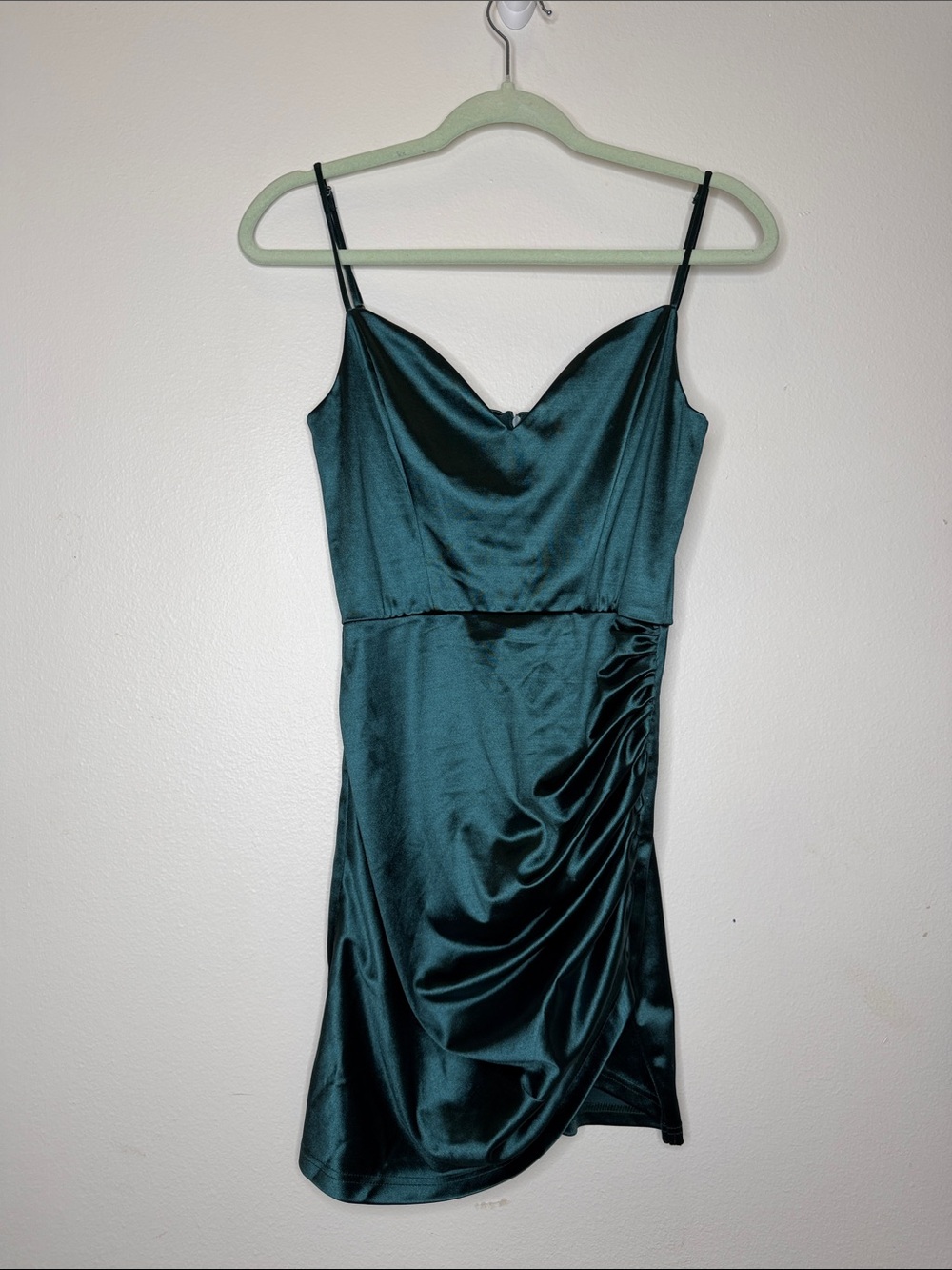 Lucy in the Sky Emerald Satin Mini Dress